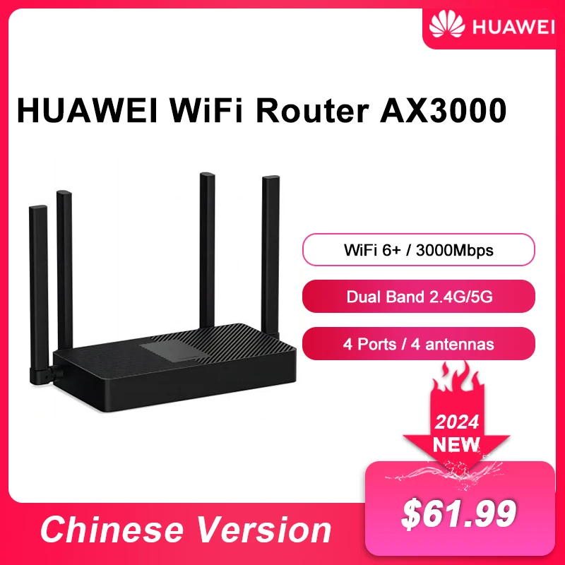 오리지널 화웨이 AX3000 와이파이 신호 리피터, 와이파이 6 + 3000 Mbps 무선 라우터, 기가비트 네트워크 증폭기, 고이득 4 안테나 