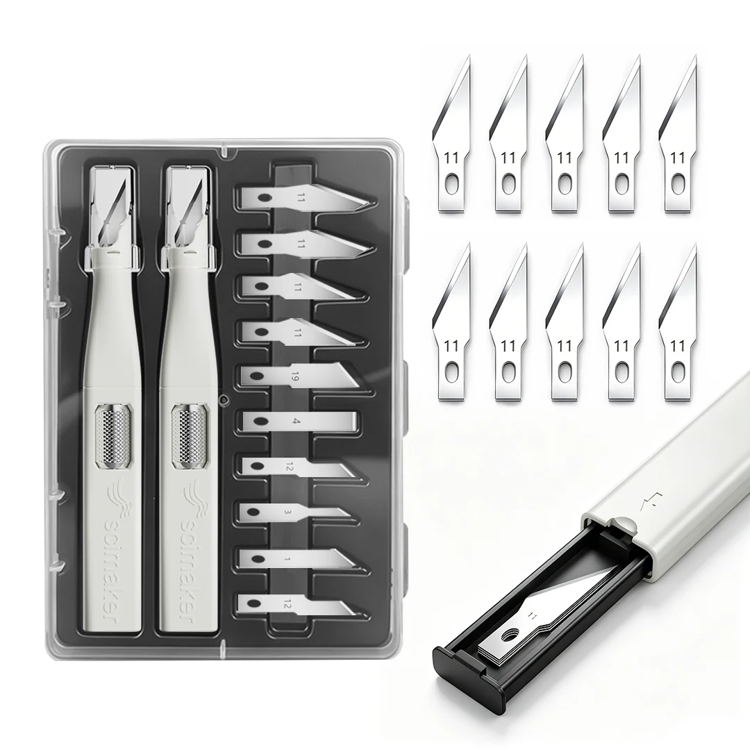 Precision Craft Knife Set 20 Carbon Steel Blades, Suitable for Engraving, DIY Hand Tools, Hobby Exacto Knife, Modeling Scrapbook