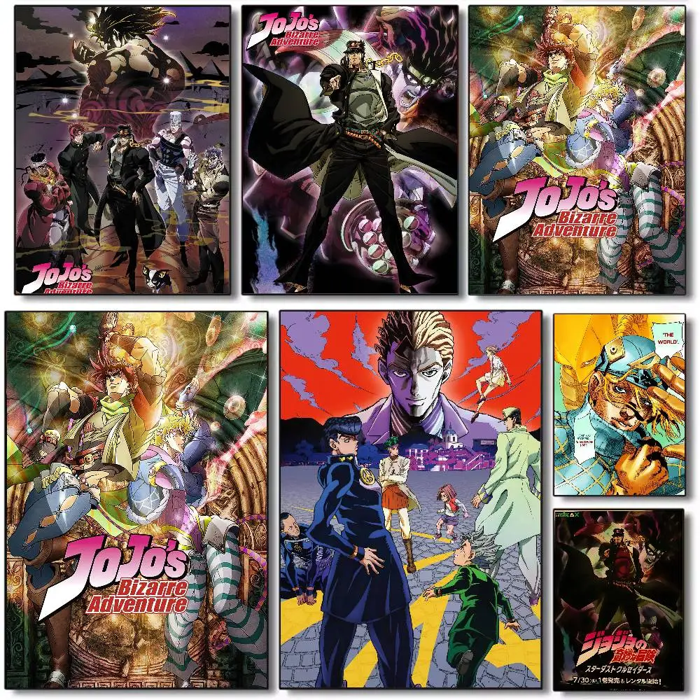 Anime JoJos Bizarre Adventure Retro-Poster, Kunst auf HD-Leinwand, hochwertiges ästhetisches Druckpapier, Wandkunst für Wohnzimmer, Heimdekoration