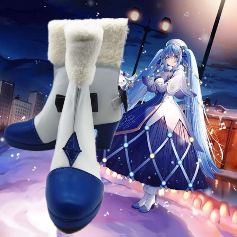 

Hatsune Miku Snow Miku Обувь для косплея Аниме Игровой персонаж Обувь для косплея Уличная теплая обувь для осенне-зимнего фестиваля Подарок