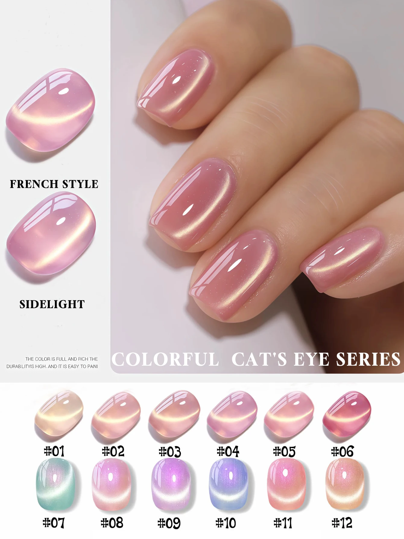 12ml capacity, popular colors for Spring and Summer 2026 that make nails look fair: dreamy purple, yellow, ceramic white, golden
