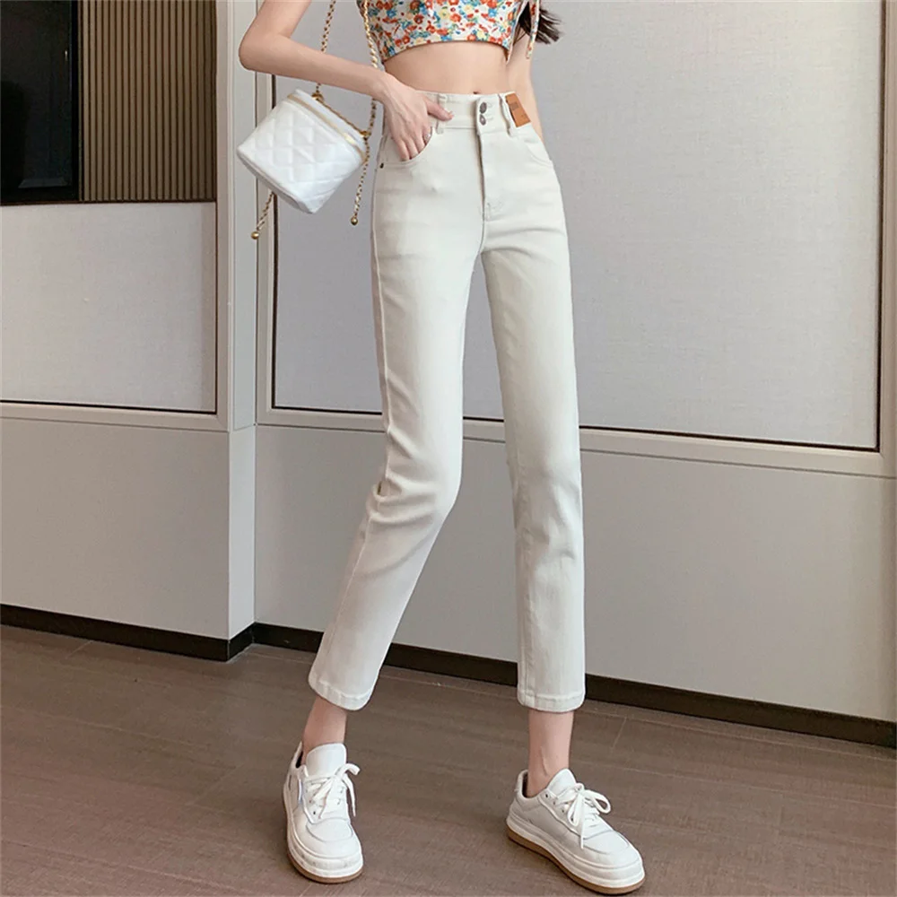 Women Jeans Harem Ankle-length Trousers Female Elastic Waist Solid jeans for women pants Korean Style Fashion Casual Loose