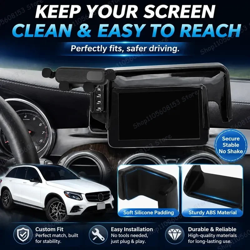 For Mercedes-Benz GLC 2016 2017 2018 2019 X253 C253 for iPhone Android 7 inch Car Phone Mount Clip On Dashboard Stable No