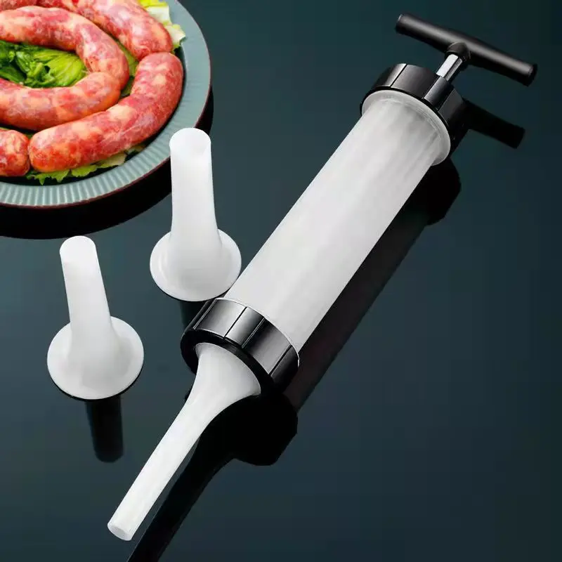 kitchen Manual Homemade Sausage Tools Stuffer Meat Filling Tool Practical Sausage Syringe Funnel Nozzle For Sausage Making