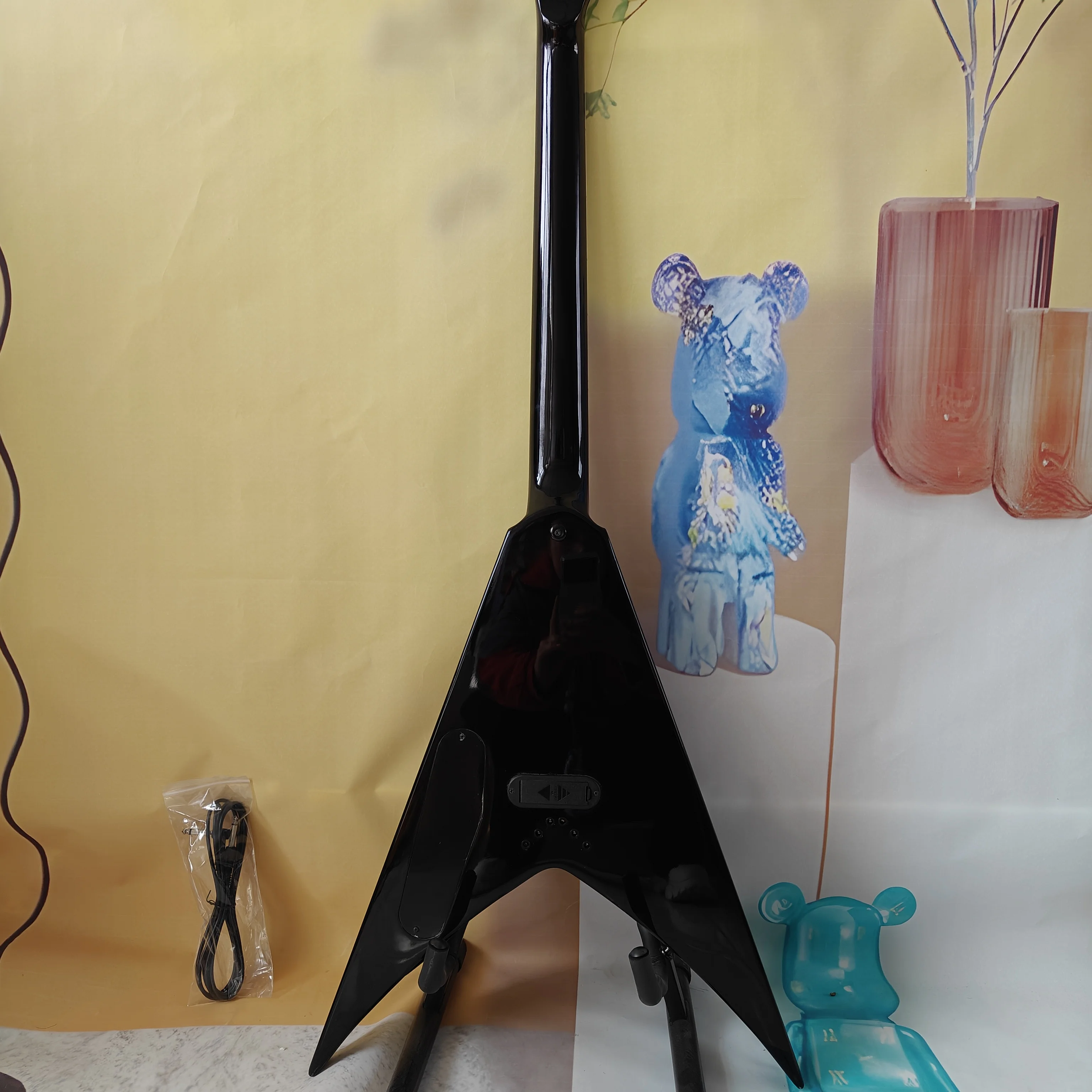 Blue Sticker-Style Electric Guitar with Stainless Steel Frets, 24 Frets and 6 Strings, Black Hardware. Factory Direct Sales With