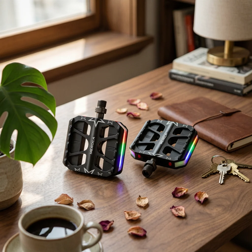 

LED Bike Pedals Flashing Mode LED Bike Pedal Light up Pedals Anti-Slip Pins Lighted Pedal 360 Degree Visibility for Night Riding