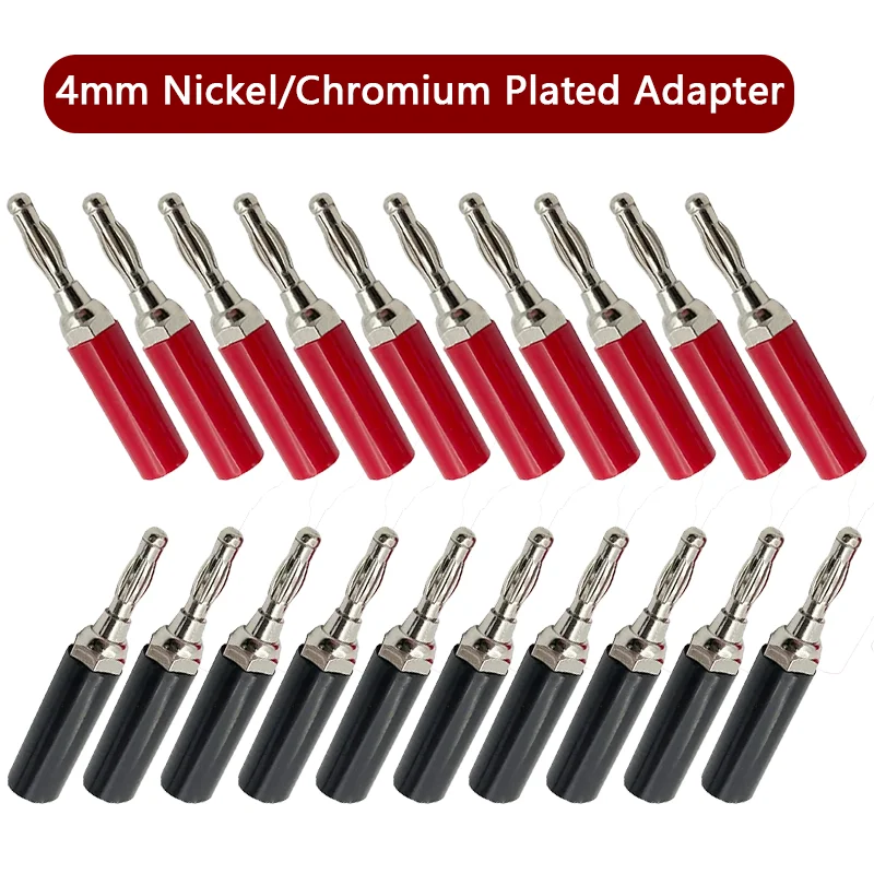 

20Pcs 4mm Banana Plug Connector Nickel/Chromium Plating Adapter Wire Cable Audio Speaker