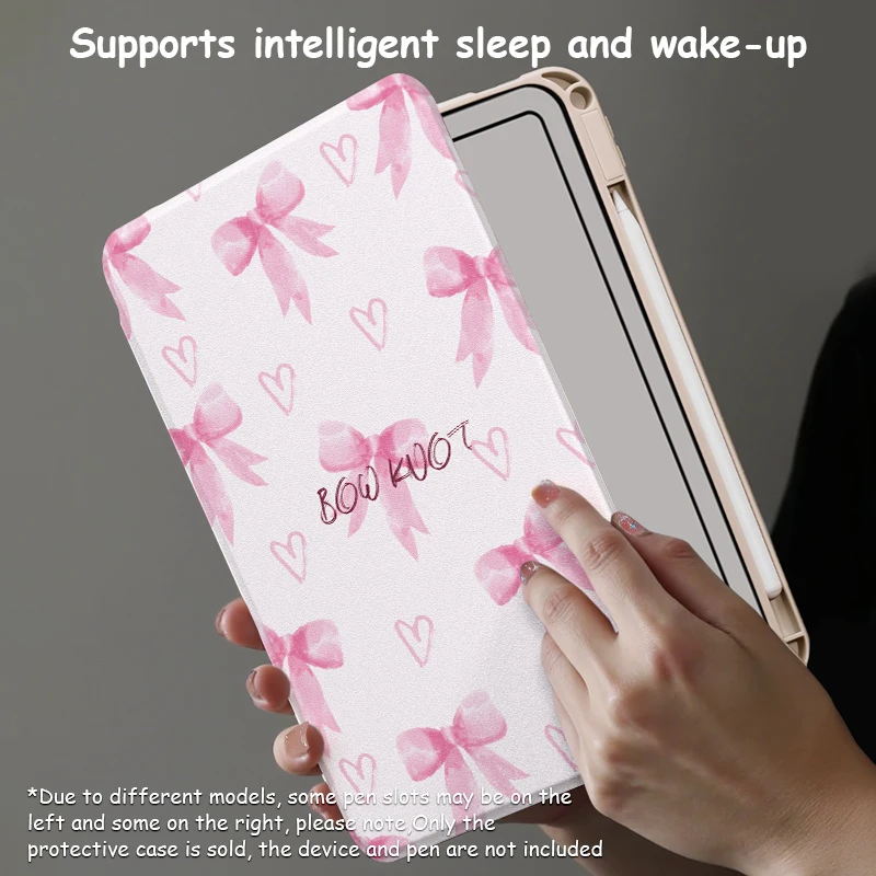 360° Rotating Stand Case for iPad 5/6th 7/8/9th Gen Air3 Pro 11 Clear Acrylic Pink Frame Auto Sleep Pencil Holder Slim Cover - view 4