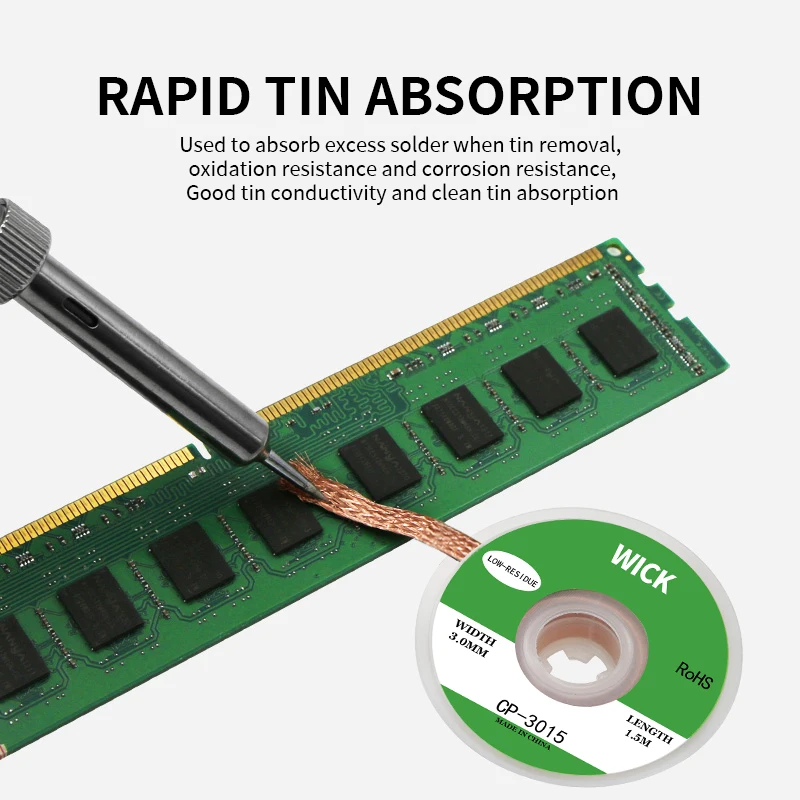 Desoldering Braid Solder Remover Wick Wire 1.5mm 2mm 2.5mm 3mm 3.5mm 1.5M Welding Tin Sucker Cable Lead Cord Flux Repair Tool