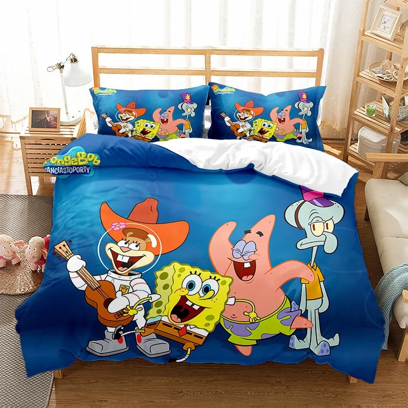 Cartoon Cute 3d Spongebobs Bedding Sets Printed Duvet Cover Set Bedroom Decorations Quilt Cover Pillowcase Bed Set Full Queen