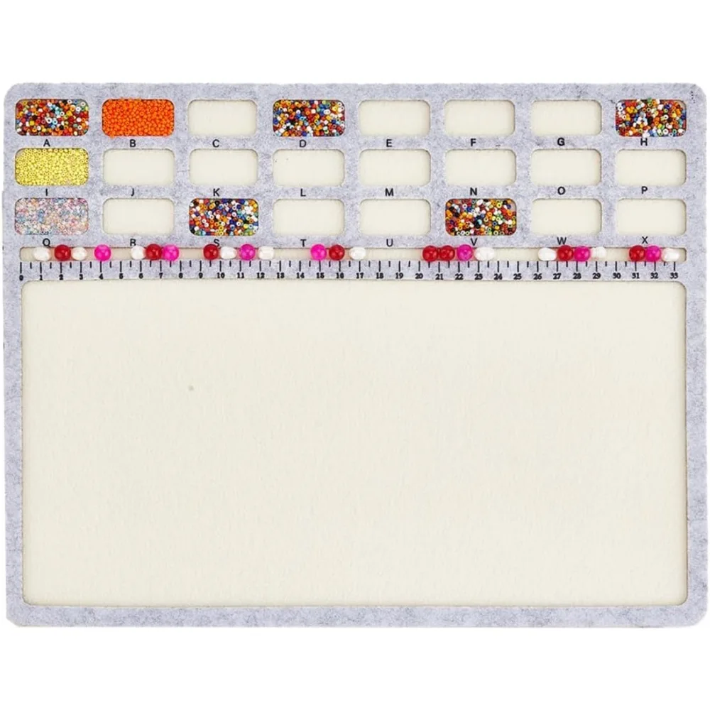 

Large Rectangle Felt Beading Mat Felt Bead Design Boards with Centimeter Alphabetic Scale Beads Tray Bead Pads for Art Crafts