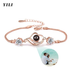 Pulsera con foto personalizada con imagen en el interior, brazalete con foto de corazón, brazalete con foto personalizada