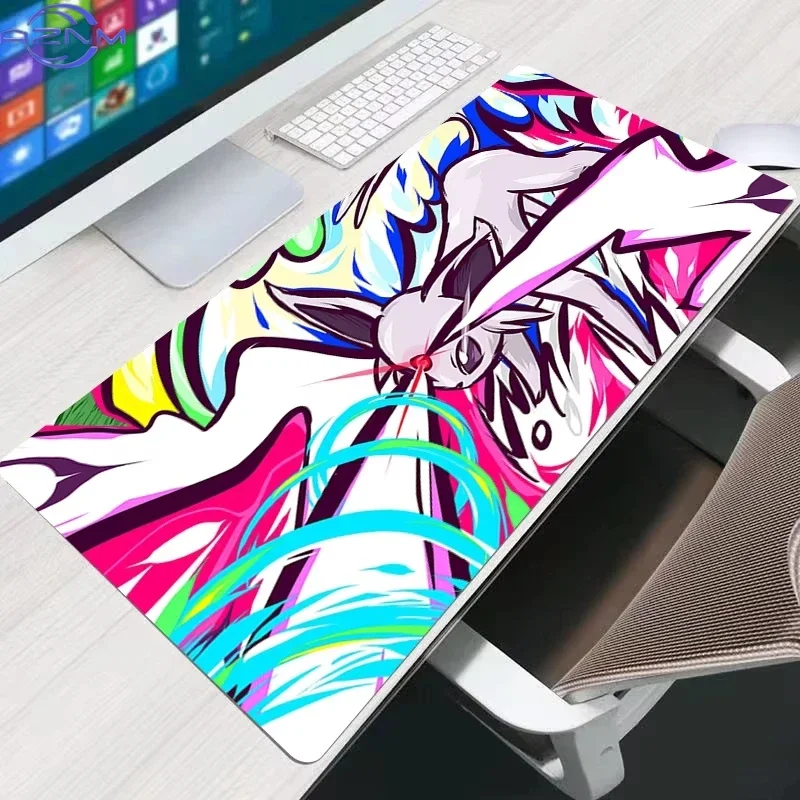Mouse Pad Electric Yellow Fluffy Creature Large Mouse Pad, Lightning Cartoon Scene Non-Slip Lock Edge Desk Mat