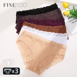 3PCS/Set Cotton Lace Underwear for Women Sexy Ribbed Floral Panties Comfortable Low-Waist Briefs Female Solid Comfort Lingerie