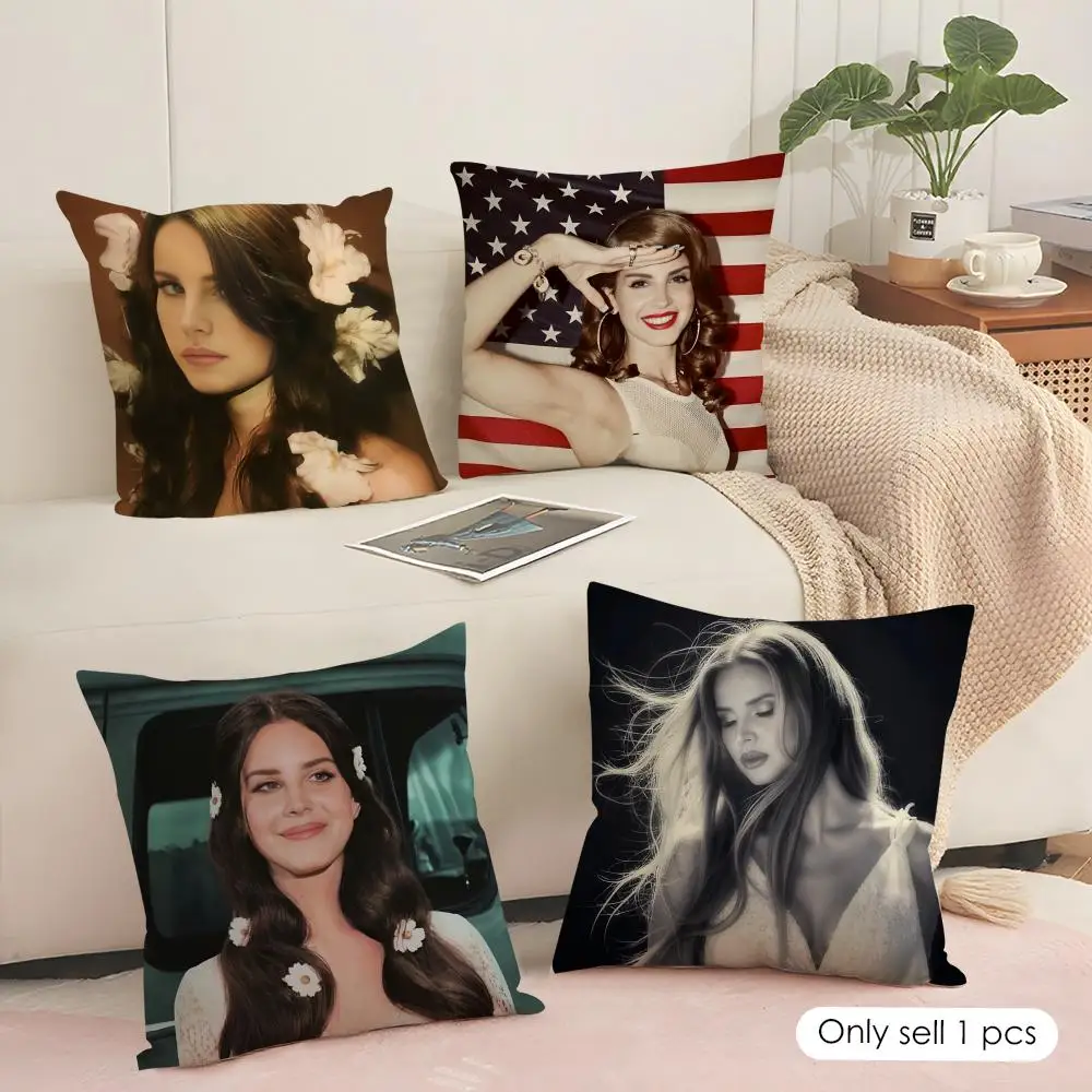 Singer L-lana Del Ray Cushion Cover Silky Short Plush Sofa Pillow Cover Hidden Zipper Soft Dustproof Case for Home Decor