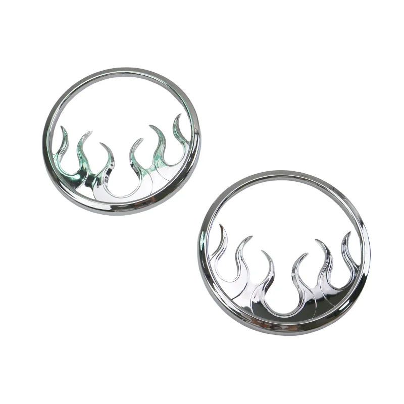 ฝาครอบตกแต่งลำโพงหน้าลายเปลวไฟสำหรับรถมอเตอร์ไซค์ฮาร์เลย์ ทัวริ่ง อีเล็คตร้า ไกลด์ อัลตร้า ลิมิเต็ด FLHYK ปี 2014-2022