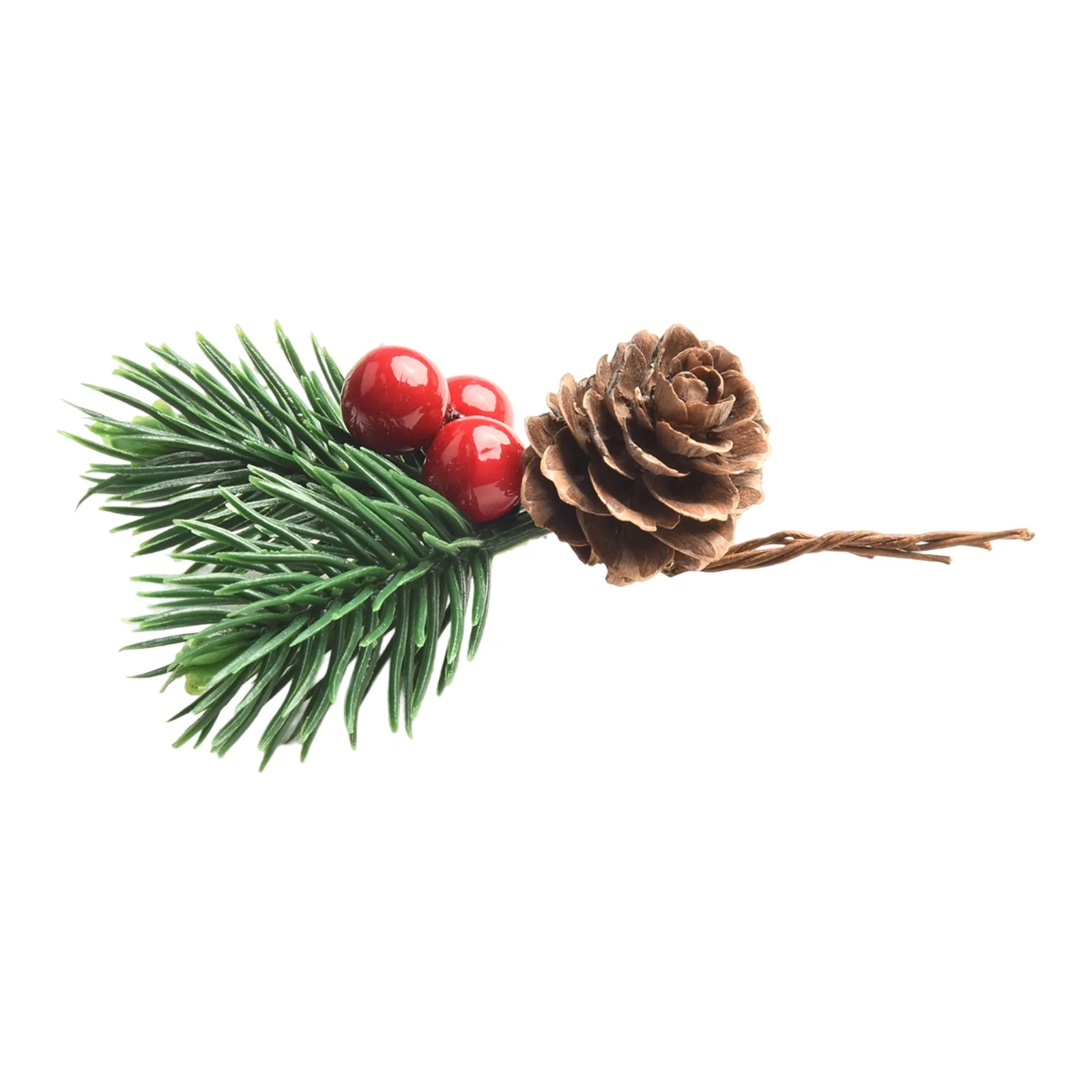 

10PCS Artificial Pine Picks with Red Berries for Holiday Decorations Perfect for Wreaths Bouquets and Crafting