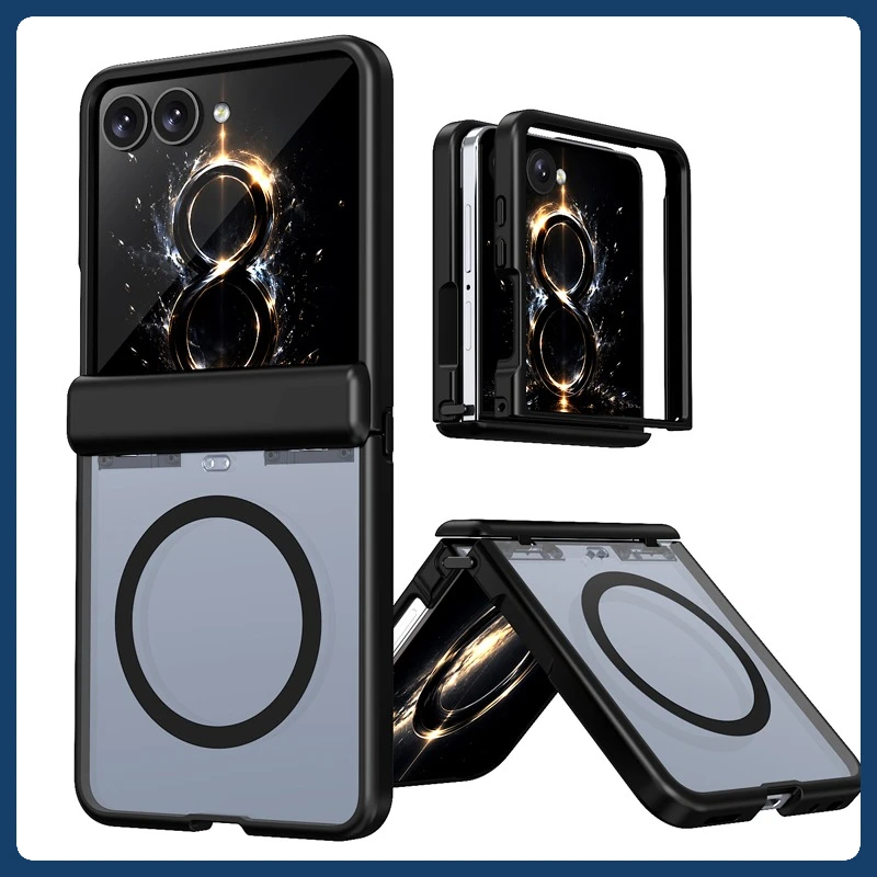 Case For Samsung Galaxy Z Flip 8 7 Magnetic Transparent PC+Soft TPU Shockproof Lightweight Hinge Protection Phone Cover