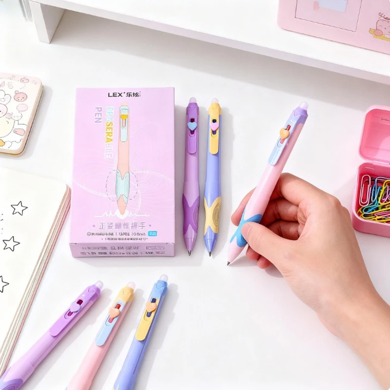 

12 шт., гелевая ручка прессового типа, термочувствительность, стираемая, 0,5 мм, быстросохнущая, для студенческой заметок, офисное письмо, подпись, справочник, граффити