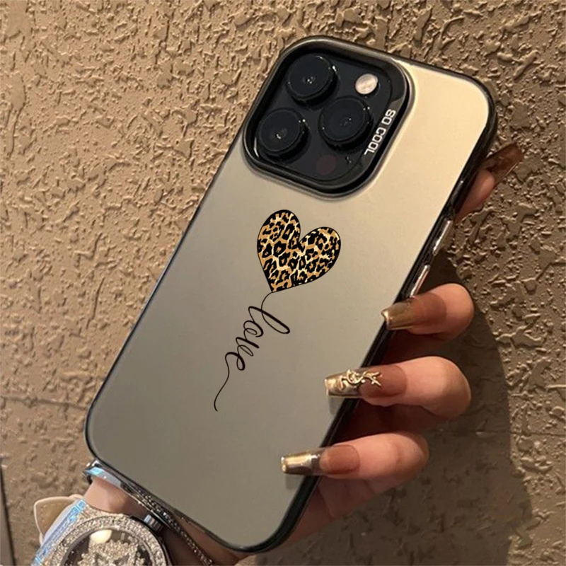 Leopard Love Balloon Pattern Silver Phone Case For Samsung S25 S24 S23 S22 S21 S20 FE Ultra Plus For
