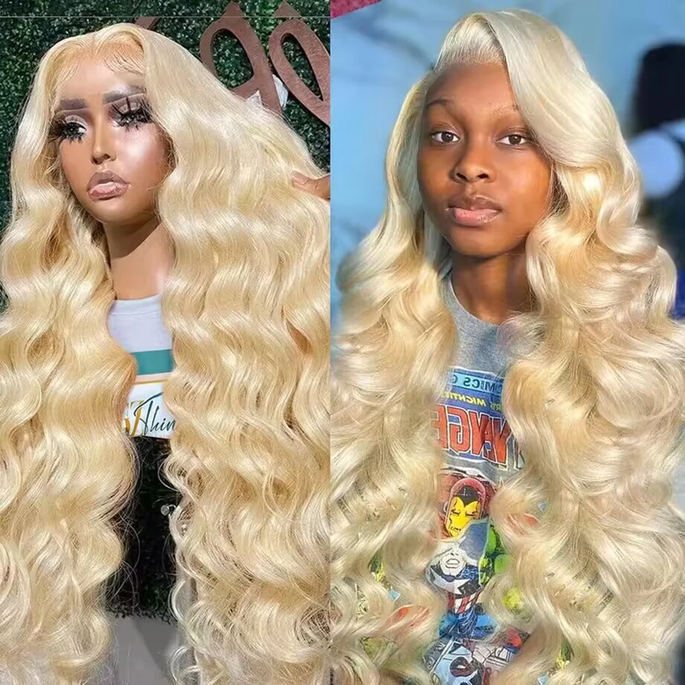 Peruca Honey Blonde Onda Do Corpo para Mulheres, HD Transparente Lace Frontal Wig, 13x6 Lace Front, Perucas Remy de Cabelo Humano Brasileiro, 613x4