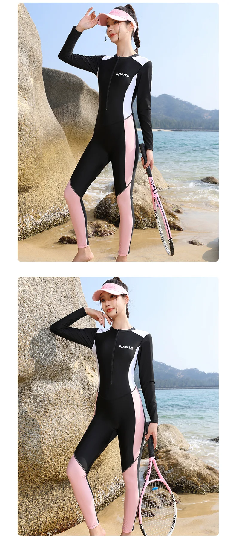 Women Full Body WaterProof Outdoor Sports Beach Surfing Diving Suit UV Sun Protection Quick-Drying Bathing Paded Swim Rash Guard