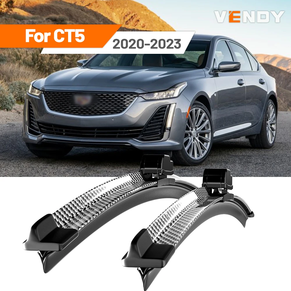 

For Cadillac CT5 2020-2023 2021 2022 2pcs Front Windshield Wiper Blades Windscreen Wipers Carbon Fibre & Black