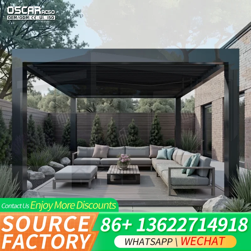 4x3 Aluminum Electric Rain Proof Sun Shade Outdoor Metal Awnings Kit Louvered Retractable Roof for Backyard pergola
