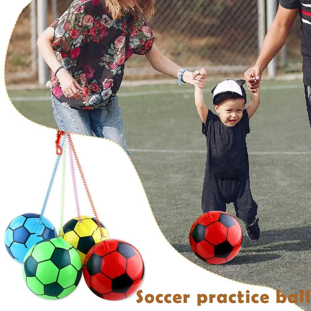 1 pçs cor aleatória bola de prática de futebol com faixa elástica equipamento de treinamento de futebol crianças bola de brinquedo inflável