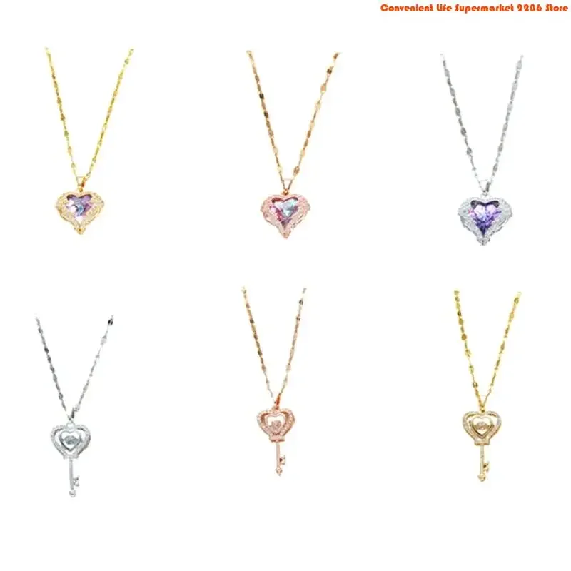 F92D Party Banquet Gift Steel Necklace Clavicle Pendant Charm For Daily Wear