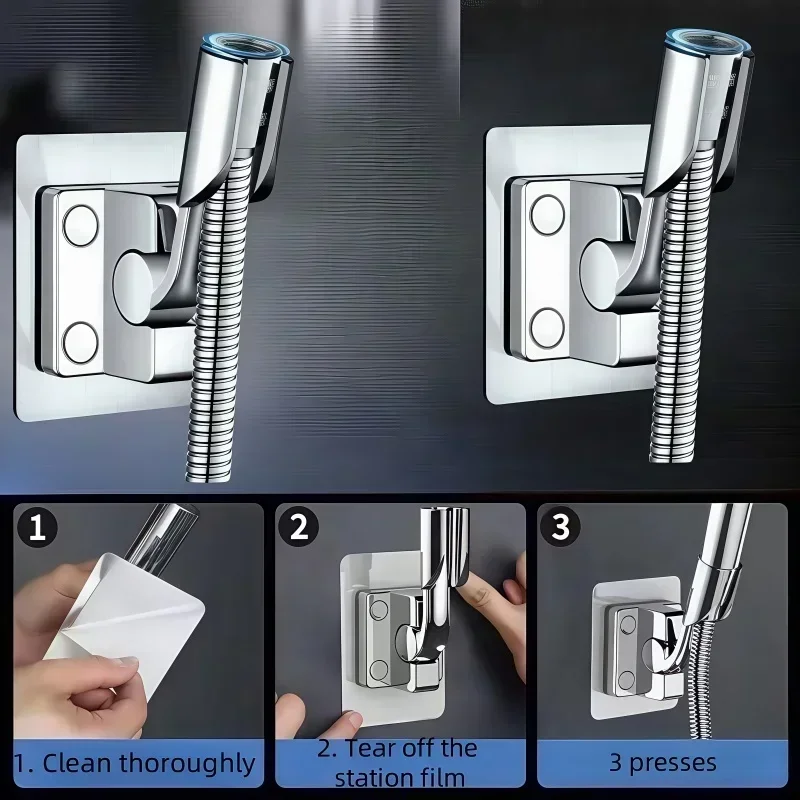 1pcs Shower Holder Adjustable Self-Adhesive Shower Head Stand Bracket Punch Free Wall Shower Head Holder Bathroom Accessories