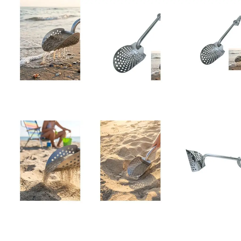 Beachcombing Sand Sifter Spade Tool with Drain Hole Basket and Long Handle D2RD