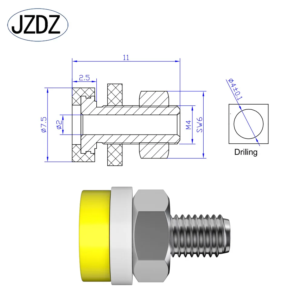 JZDZ 10pcs 2MM Banana Socket Binding Post Nut Banana Plug Jack Electrical Connector Terminal Test Hole DIY Parts J.40001