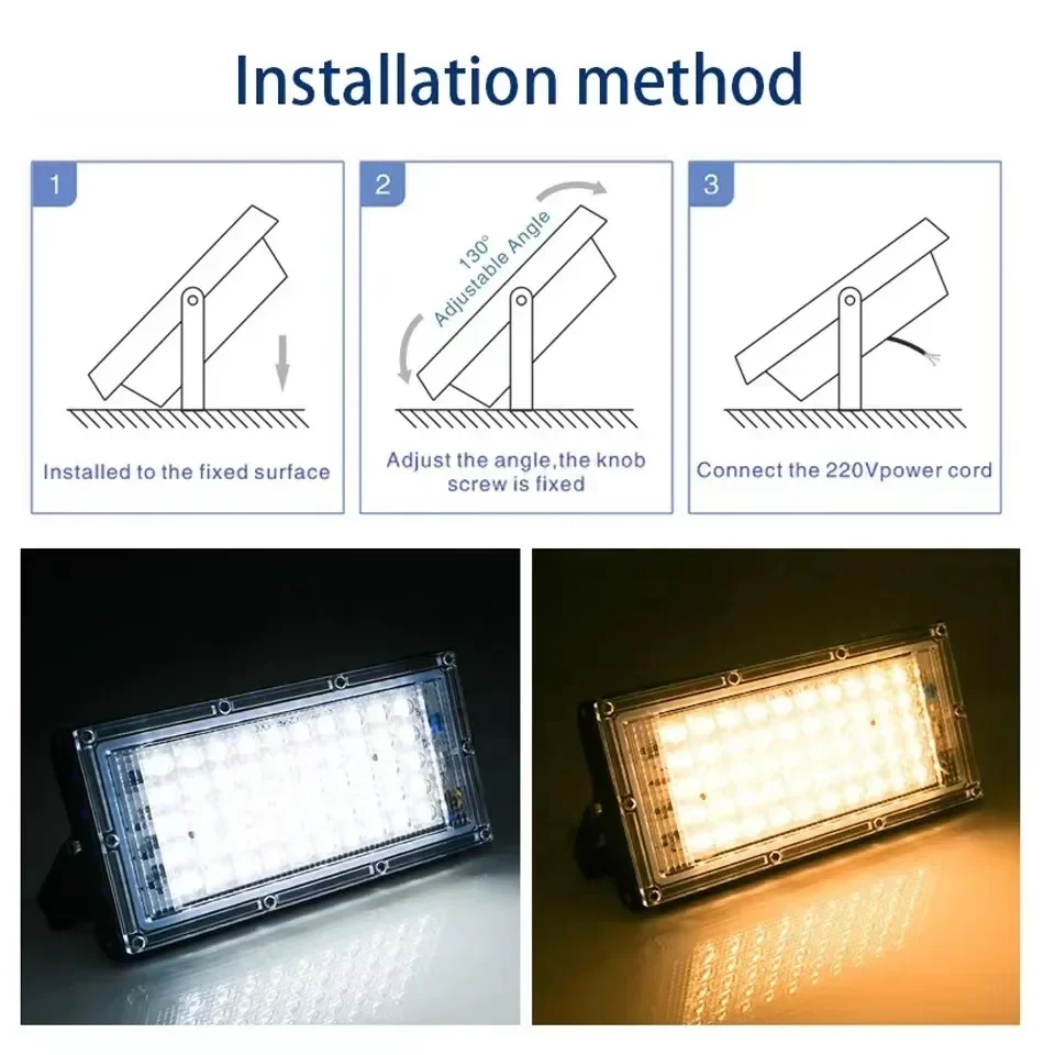 ไฟฉายกลางแจ้ง LED กันน้ำสำหรับสวน, ไฟโปรเจคเตอร์สำหรับสวนสี่เหลี่ยมสำหรับงานวิศวกรรมติดตั้งง่าย