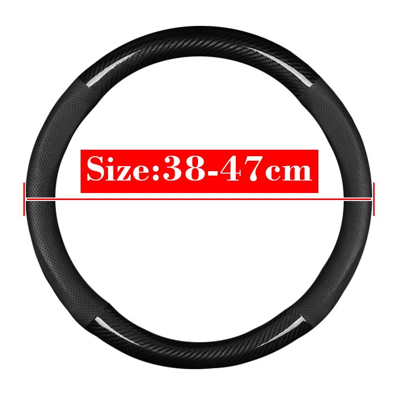 38cm 40cm 42cm 45cm 47CM Carbon fiber Leather Steering Wheel Cover Non slip breathable For Truck Bus Auto Interior Accessories