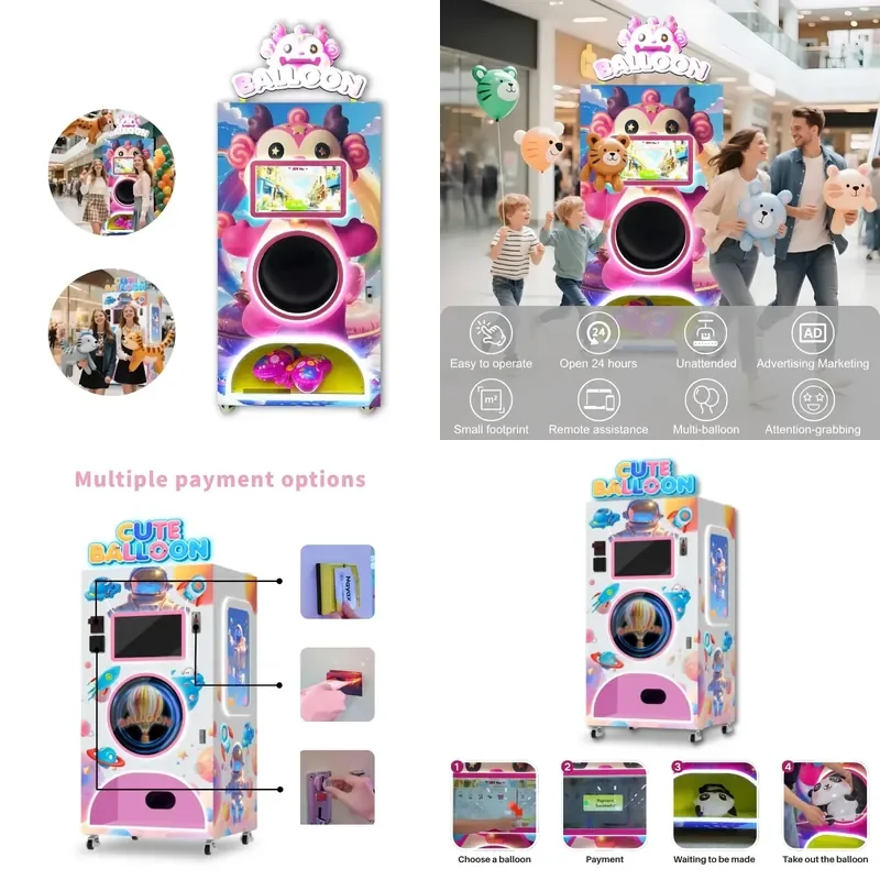 Hot Selling Full Automatic Balloon Vending Machine With Big Touch High Capacity Automatic Blowing Cartoon Balloon Machine