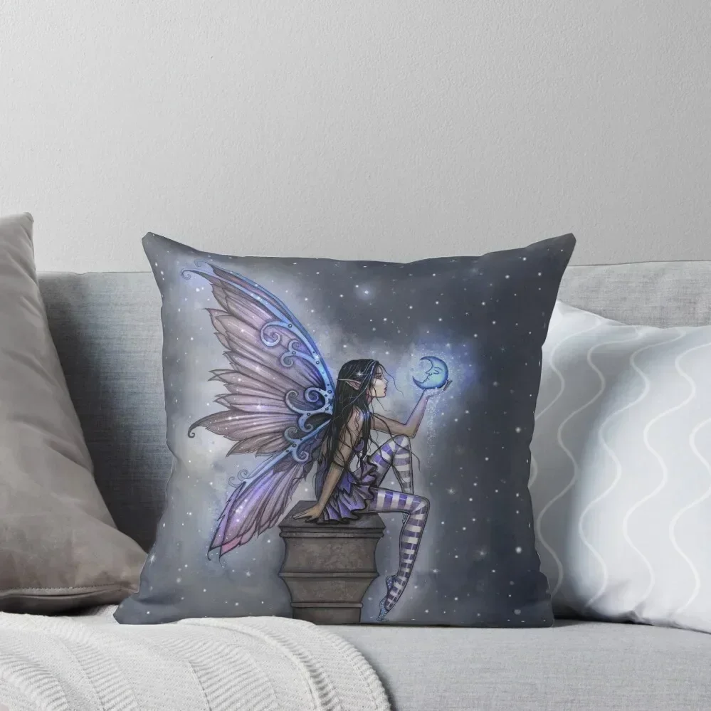 Little Blue Moon Fairy Fantasy Art by Molly Harrison Throw Pillow Sofa Covers For Living Room Sofa Cushions Cover pillow