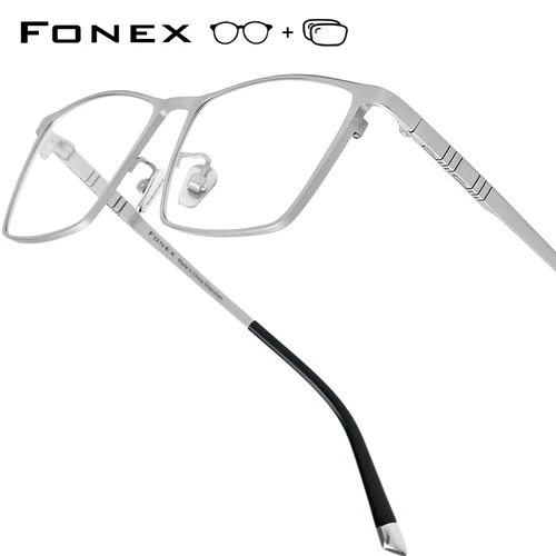 Gafas graduadas progresivas personalizadas, lentes fotocromáticas antiazules para miopía, gafas cuadradas para hombres, monturas de titanio