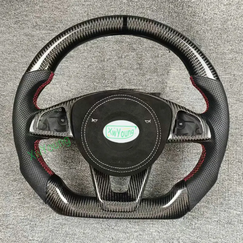 For Benz W176 W204 W205 W213 GLC GLE450 C200 C300 C63 C450 E63 A45 A250 (No Vibration) 100% Real Carbon Fiber Steering Wheel