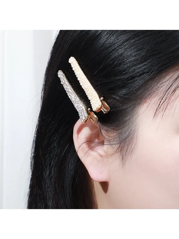 Pinces à cheveux en biscuits à la mode coréenne pour femmes, barrettes à paillettes perlées, pinces à cheveux élégantes pour filles, vêtements de sauna, accessoires pour cheveux