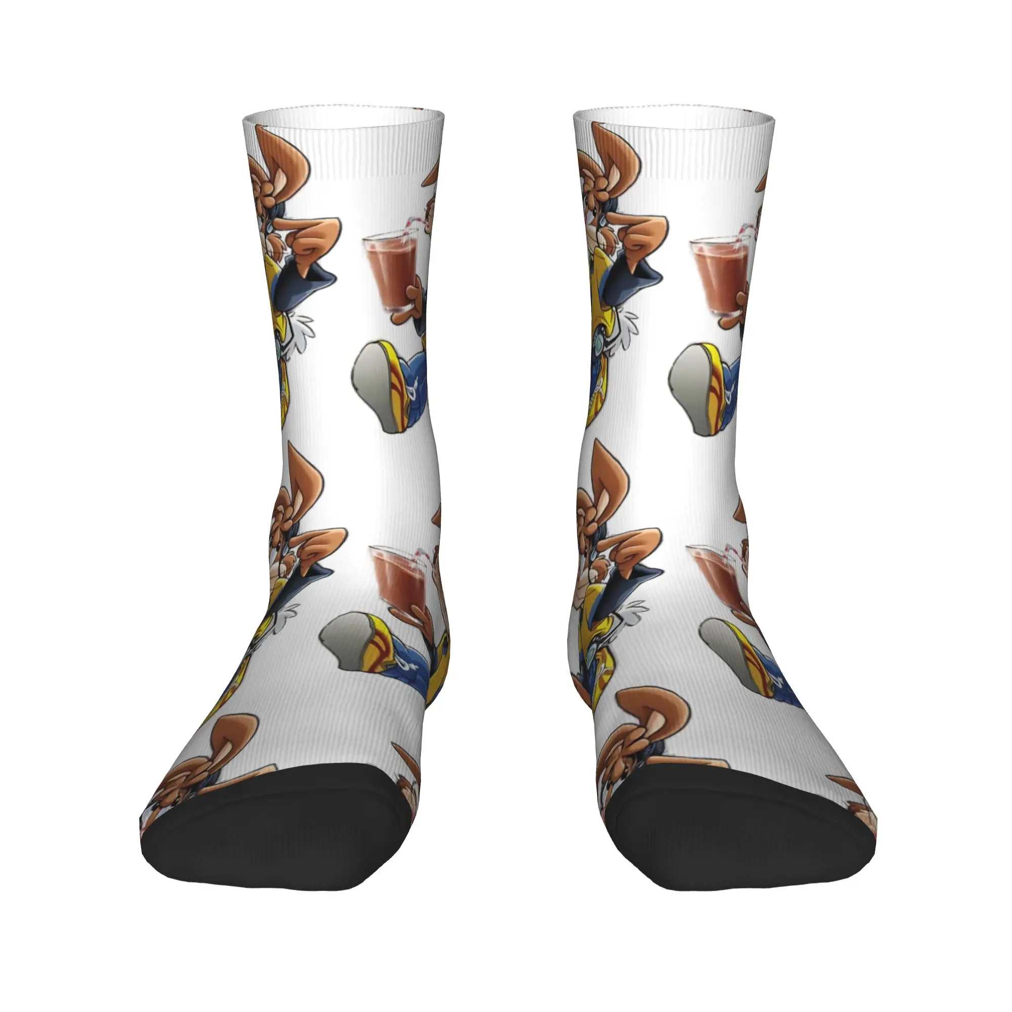 N-Nesquik Chocolate Milk Rabbit  Socks  Funny Stockings Autumn Anti Bacterial Men Socks Medium Soft Printed Running Sports Socks