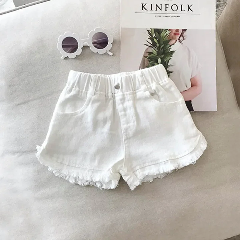 Children\'s Summer New Solid Color Korean Pants Girls Casual White Jeans Children Black Shorts Baby Hot Pants Kids Shorts