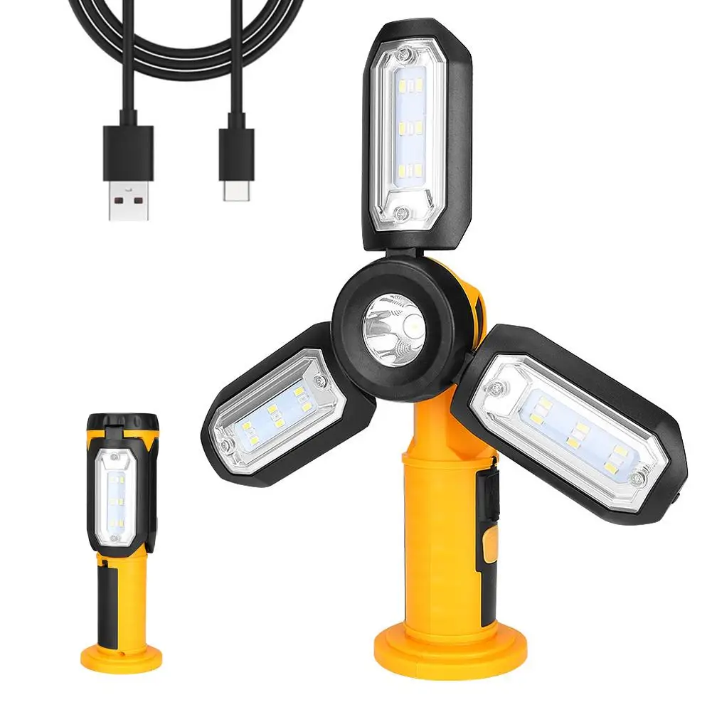 

Rechargeable LED Work Light 4 Modes - Magnetic Base & Hook, USB Charging Portable Repair Camping Lamp with Power Bank Function