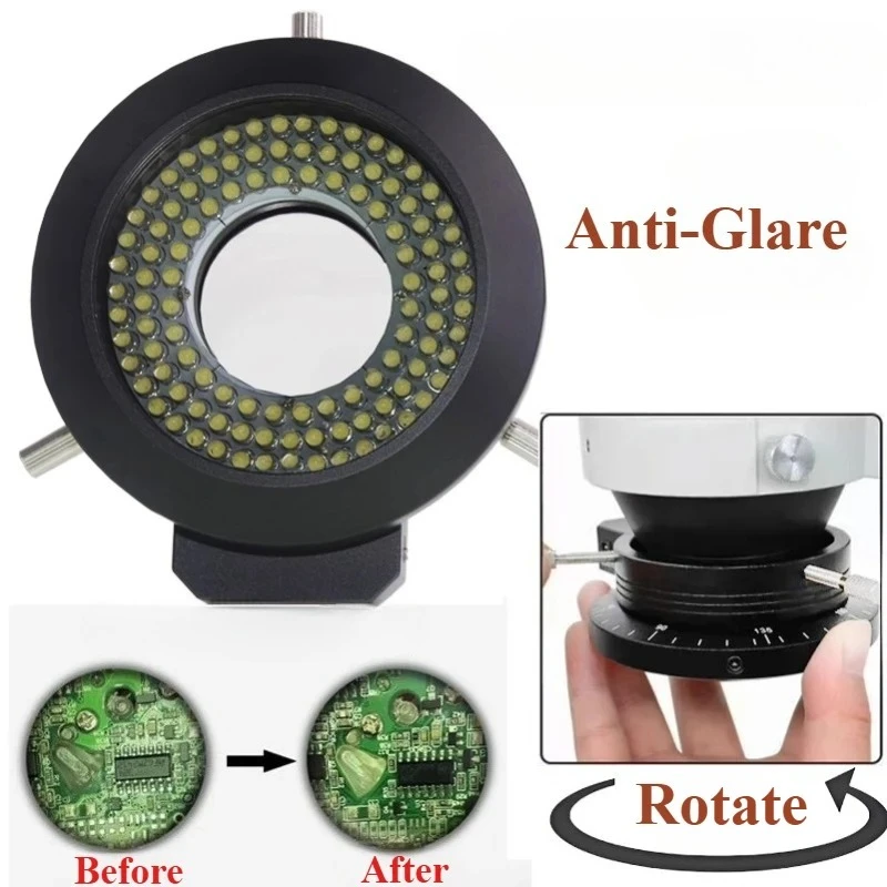 108-LED Polarized Light Source Industrial Vision Inspection Lamp for Monocular Video CCD Microscopes Anti-Glare Uniform Lighting