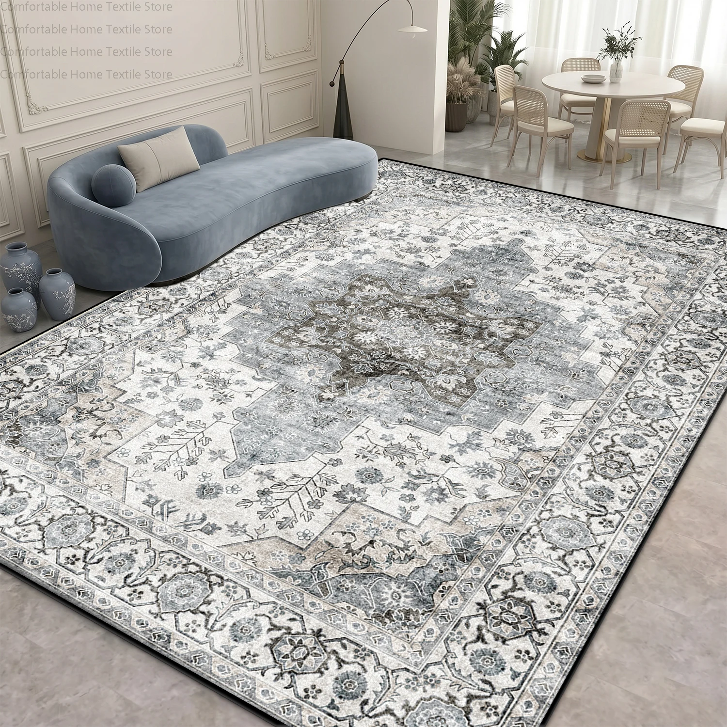 Fresh Vintage Persian Style Living Room Carpet Home Decoration Luxury Antiskid Soft Rug Large Area Easy Clean Coffee Tables Mats - view 3