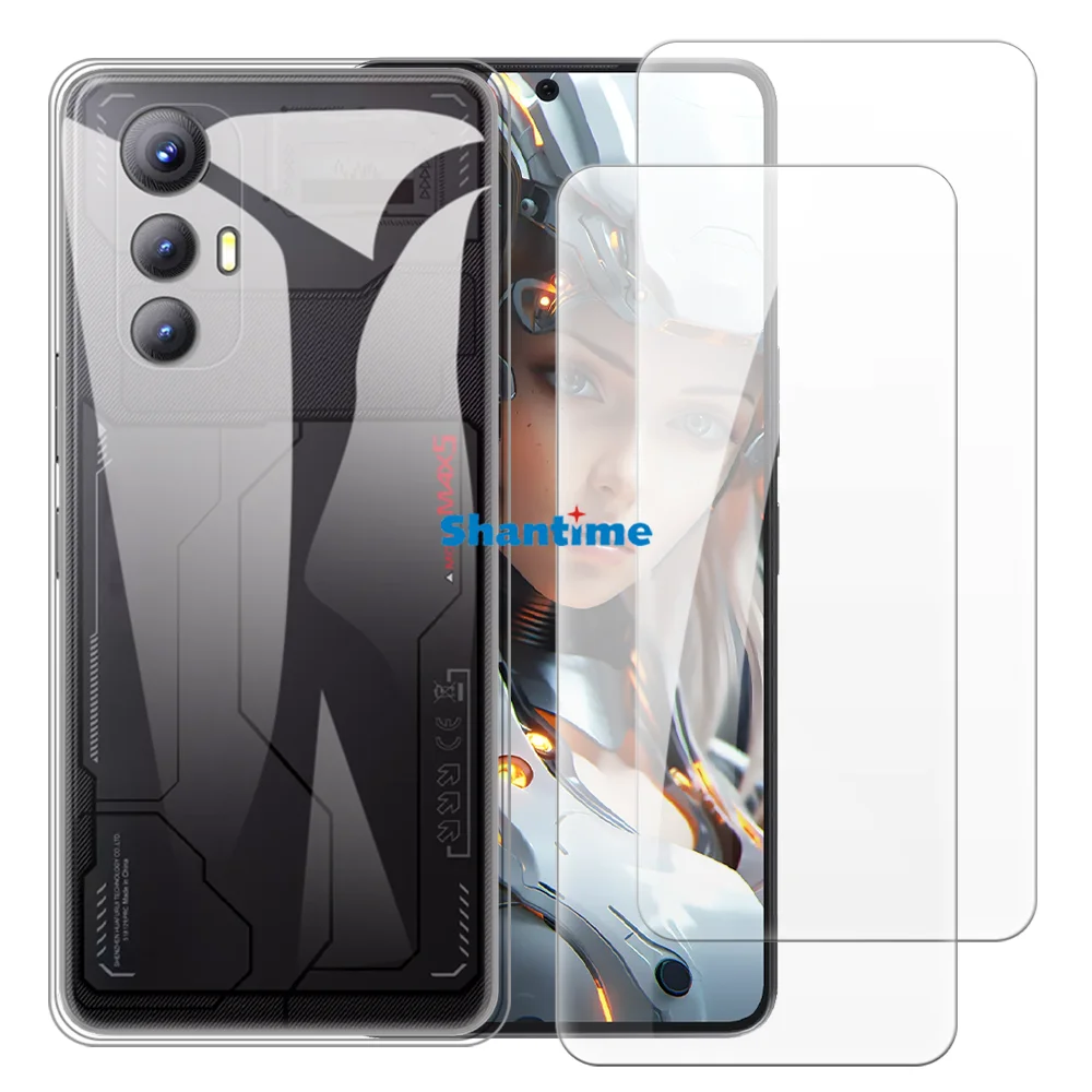 Soft Case + 2 Pack Tempered Glass Screen Protectors for Cubot Max 5 Full-Body Protection, Shockproof