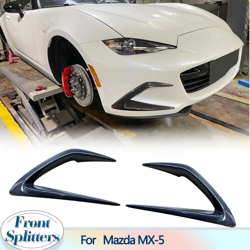 For Mazda MX5 MX-5 ND 4th Generation 2020UP Real Carbon Fiber Front Bumper Fins Canards Splitters Car Front Air Vent Cover