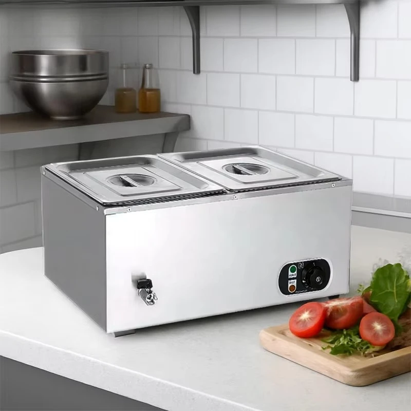 

1500W Commercial Electric Double-Pot Food Warmer Bain-Marie Set Insulated Display for Hotels Restaurants Includes
