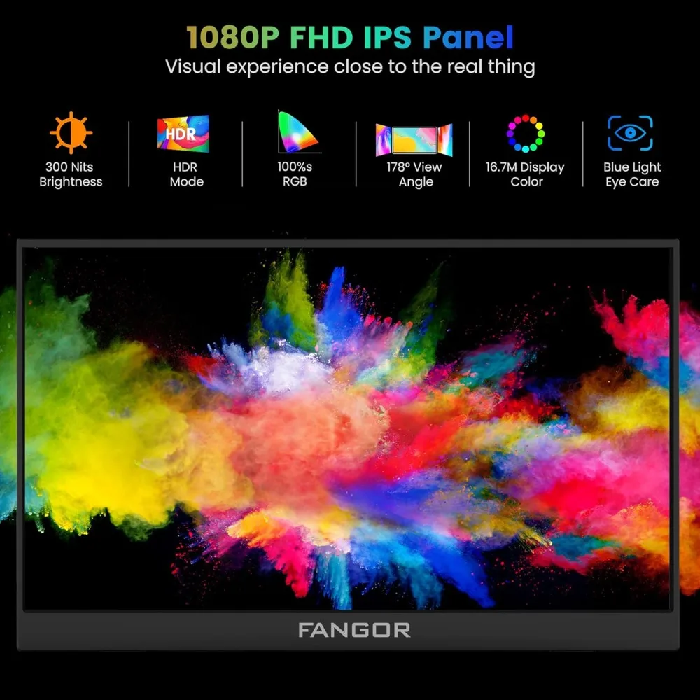 Monitor portatile da 2 pezzi, Monitor da viaggio FHD 15.6 P da 1080 "per Laptop, Display da gioco per Computer IPS Ultra-sottile