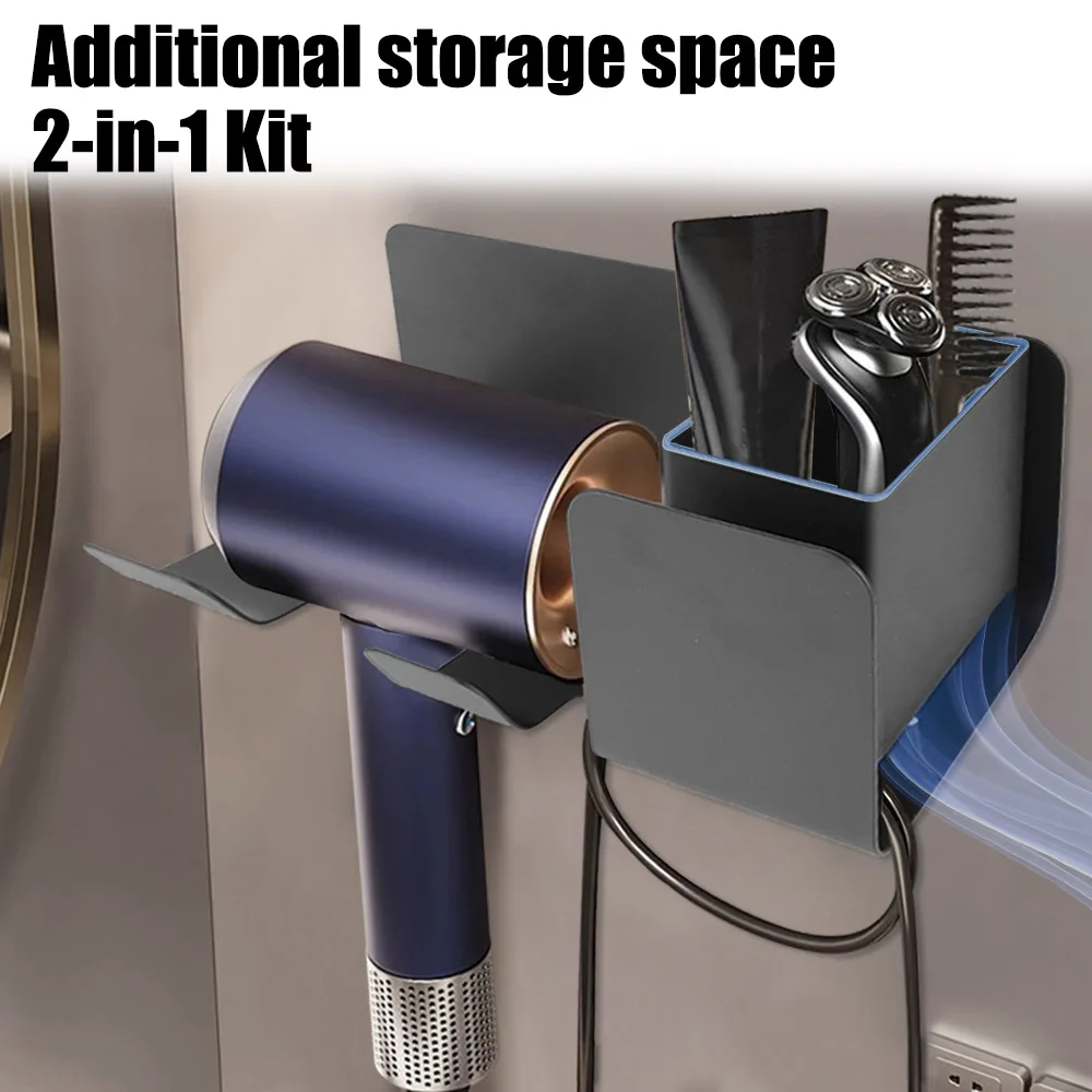Wall Mounted Hairdryer And Straightener Holder Multifunctional Storage Shelves Hair Dryer Organizer Rack Storage Rack Aluminum